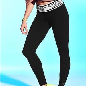 PINK White Banded High Waist leggings